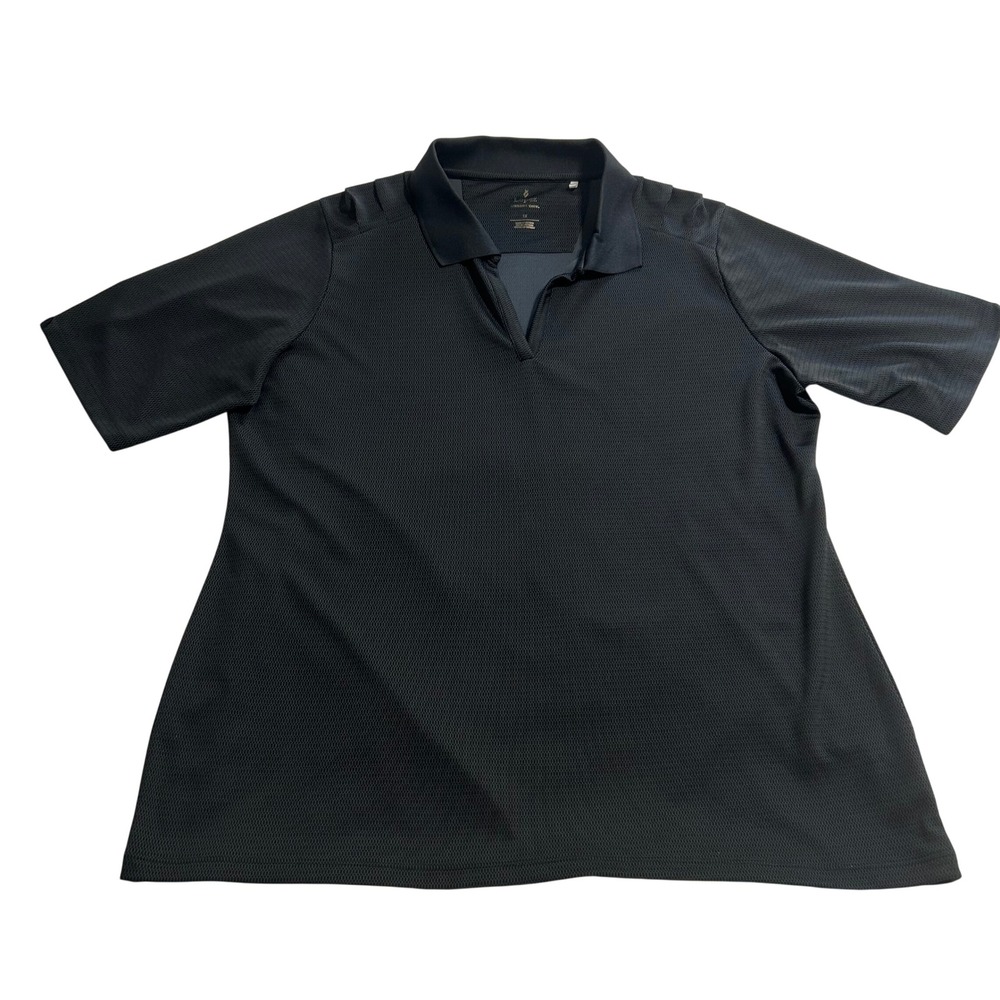 Nancy Lopez Desert Dry Black Golf Polo Shirt Womens 1X L413210P Short Sleeve